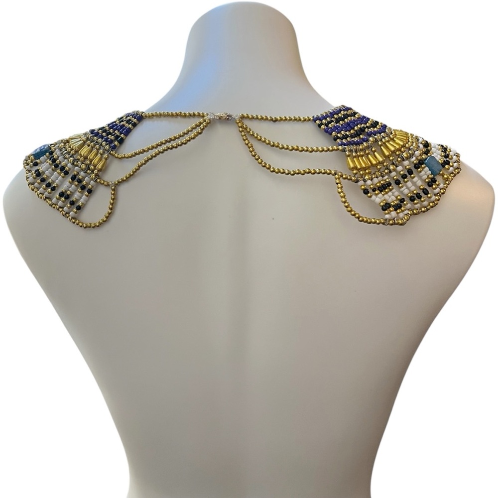 Ancient Egyptian Revival Beaded Scarab Collar
Necklace Handmade Statement Piece - Picture 9 of 13